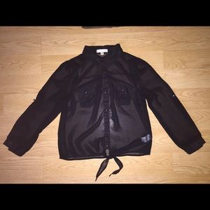 See through button up blouse